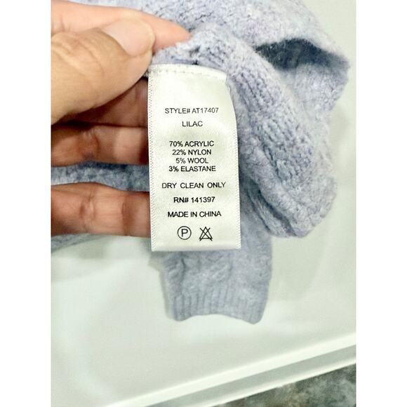 Astr The Label Long Sleeve Knot Front Cropped Knit Sweater Lilac Women's Size M - Picture 5 of 5